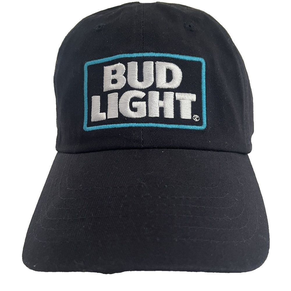 Bud Light Beer Baseball Cap Hat‎ Snap Back Black Blue Graphic Print Logo NEW